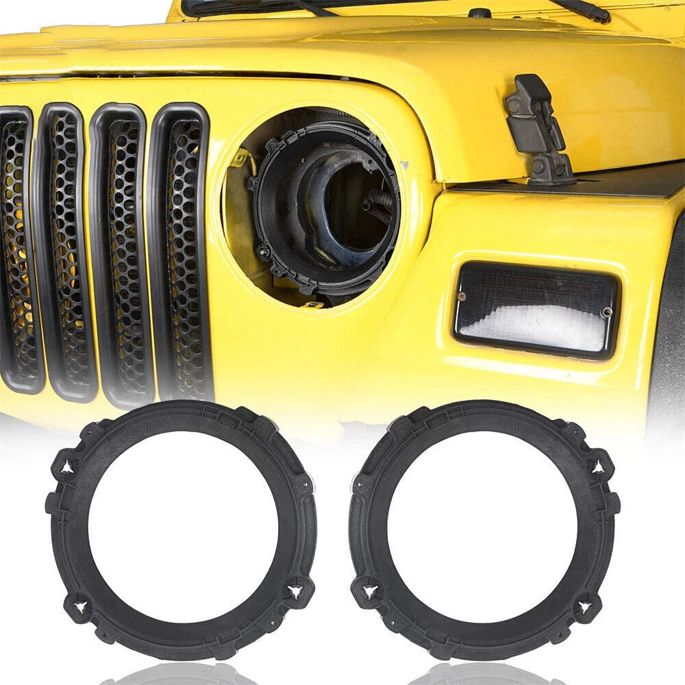 Pair 7" LED Headlight Mount Bracket Plastic Ring For Jeep Wrangler TJ 1997-2006