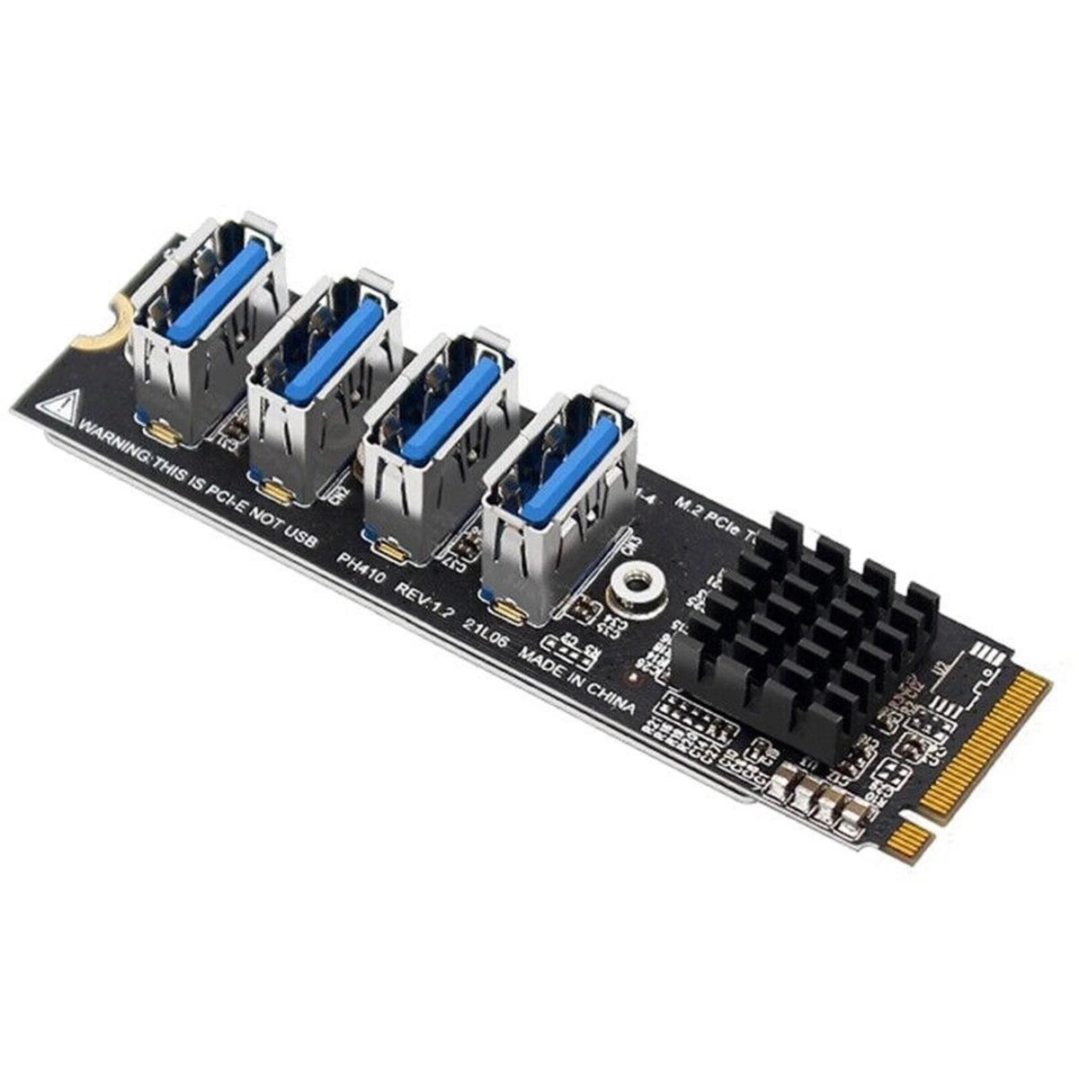 USB 3.0 PCI-E Card M.2 to PCIe Riser 4 Port Extension Adapter