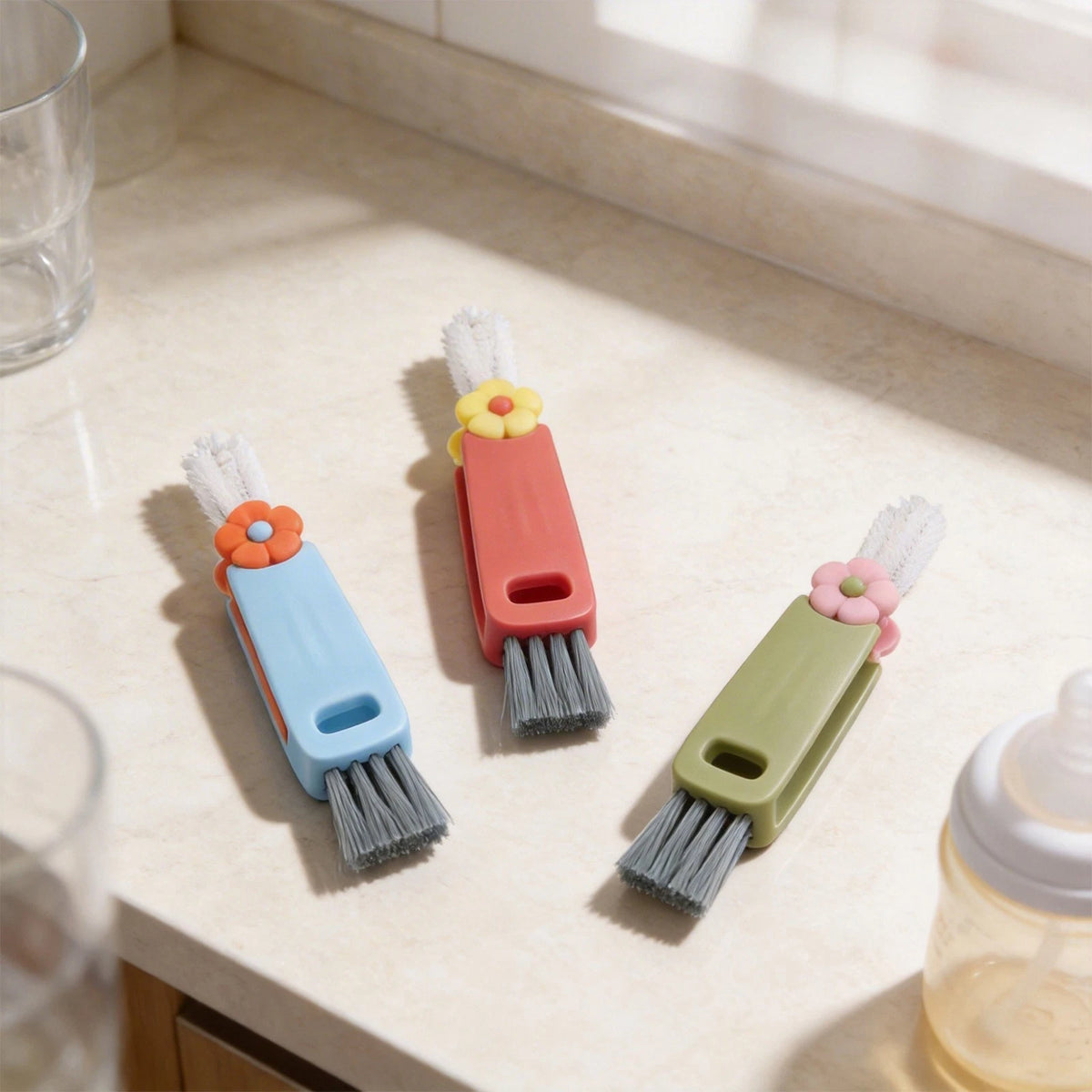 3-in-1 Cleaning Brush for Bottle and Cup Cleaner (Comfortable Grip)
