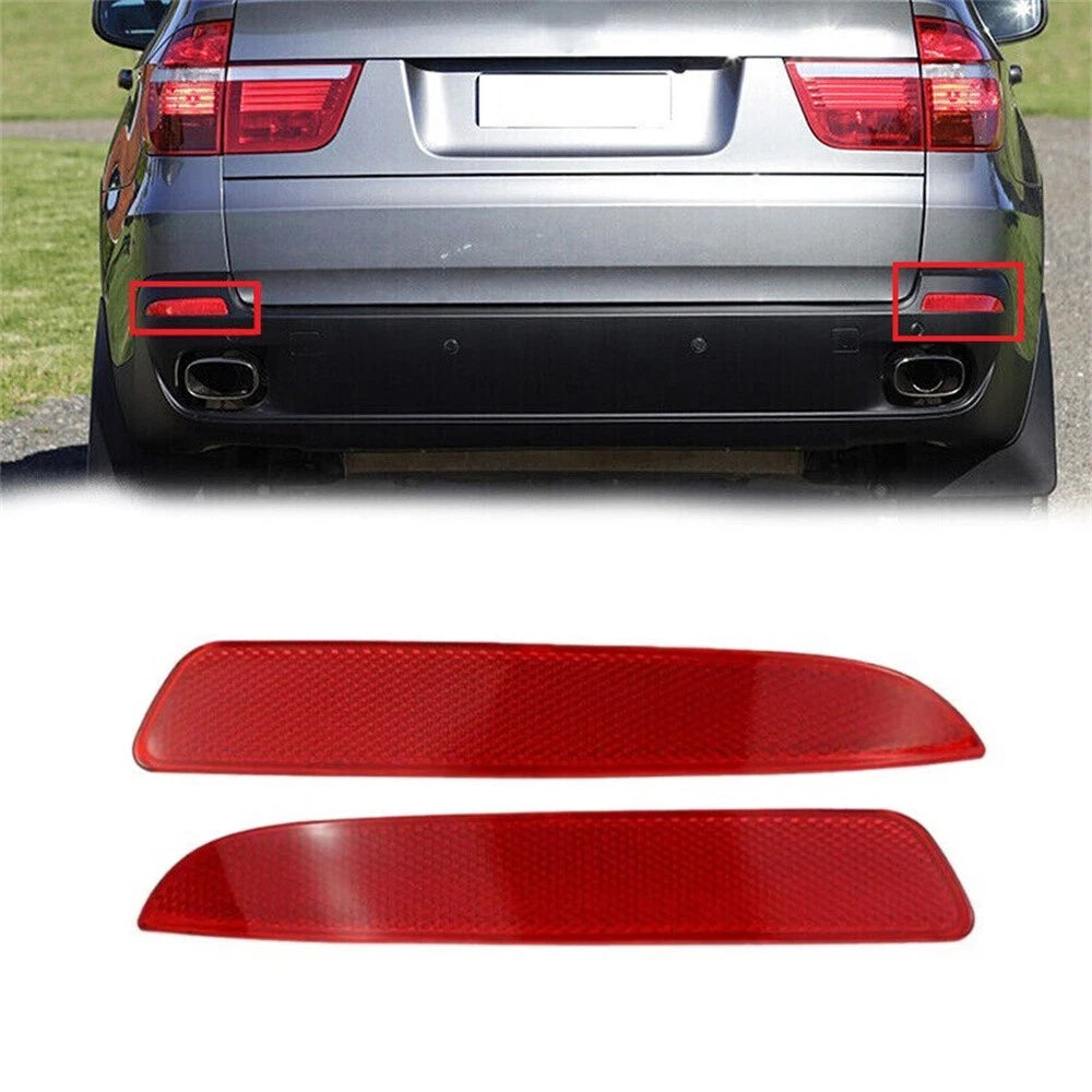 2x Rear Bumper Reflector Brake Stop Light Red Lens for BMW X5 (2006–2013)