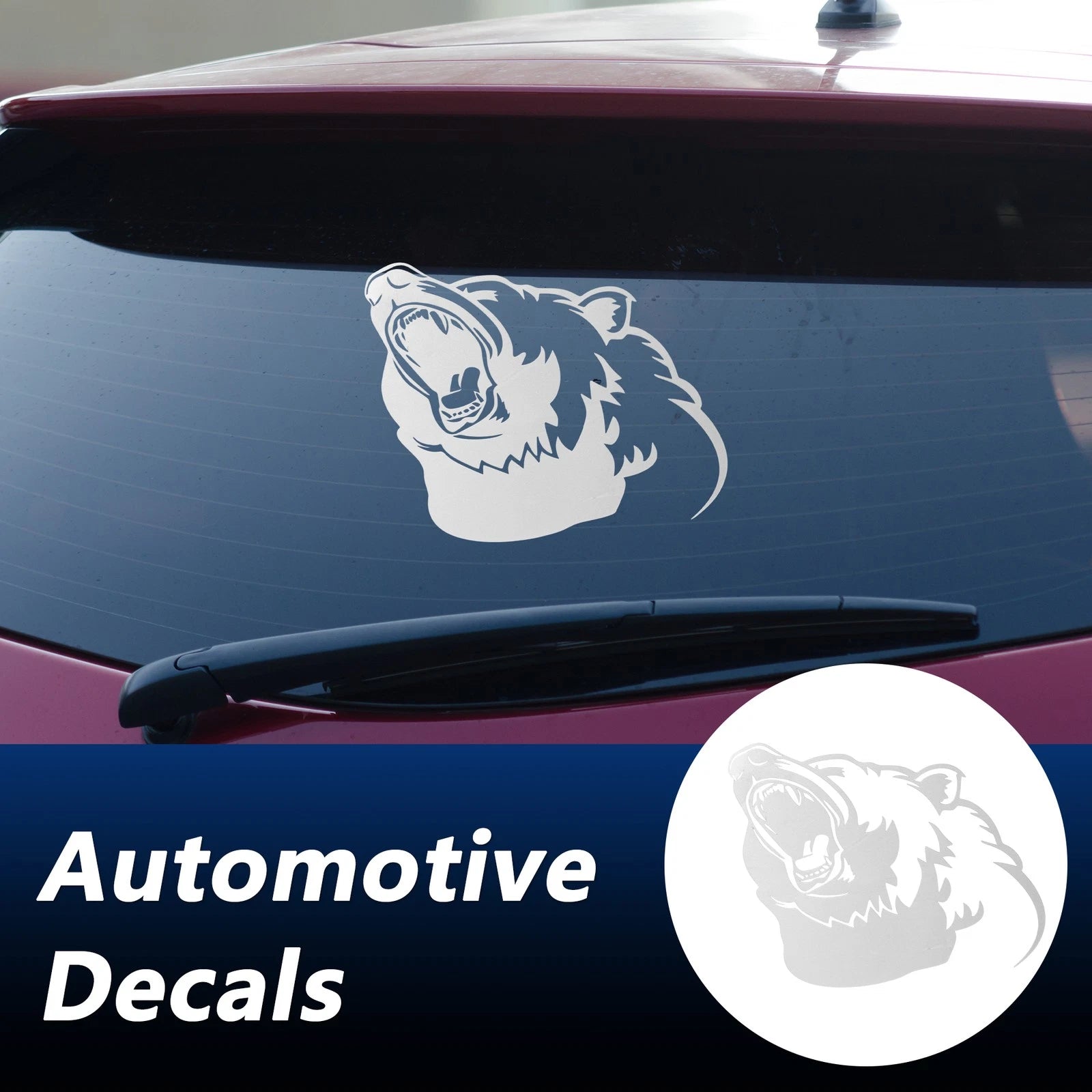 Reflective Bumper Decal for - Silver Roaring Bear Left