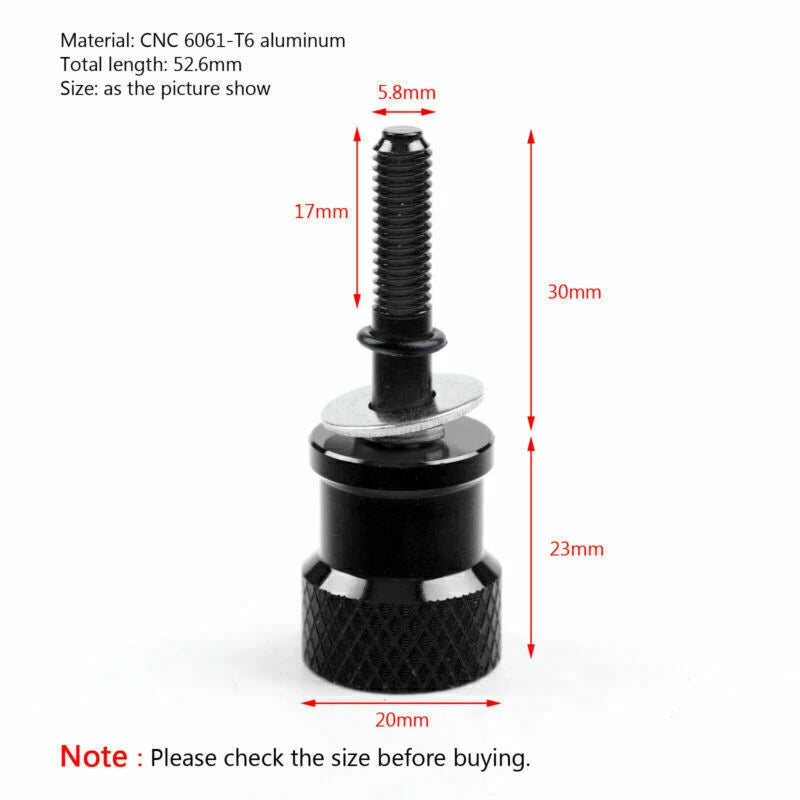CNC Knurled Seat Bolt Black for BMW R Nine T/Scrambler/Racer/Urban/Pure (2014–2020) T9