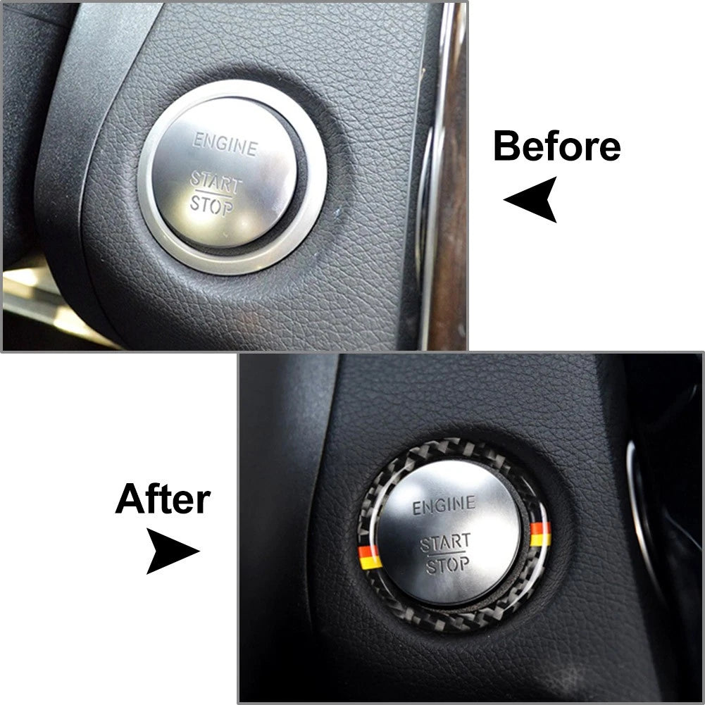 Carbon Fiber Engine Start Stop Button Ring Cover for Mercedes-Benz A B C GLC