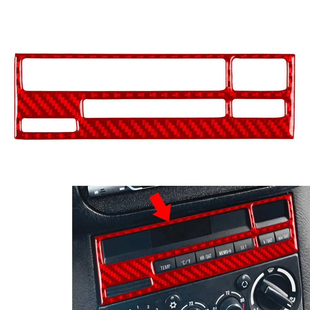 Carbon Fiber Red CD Button Panel Trim For BMW 3 Series E36 1994-1996