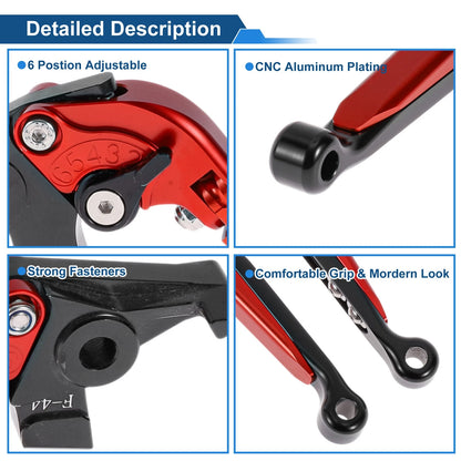 Adjustable Brake Clutch Levers for Kawasaki Ninja 650R (2017–2023) Red Black