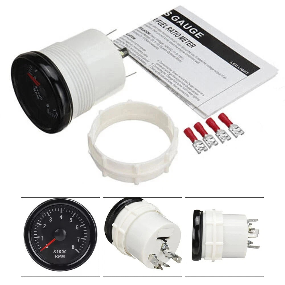52mm Tachometer Gauge Kit for Direct Replacement in Vehicles (08000 RPM)