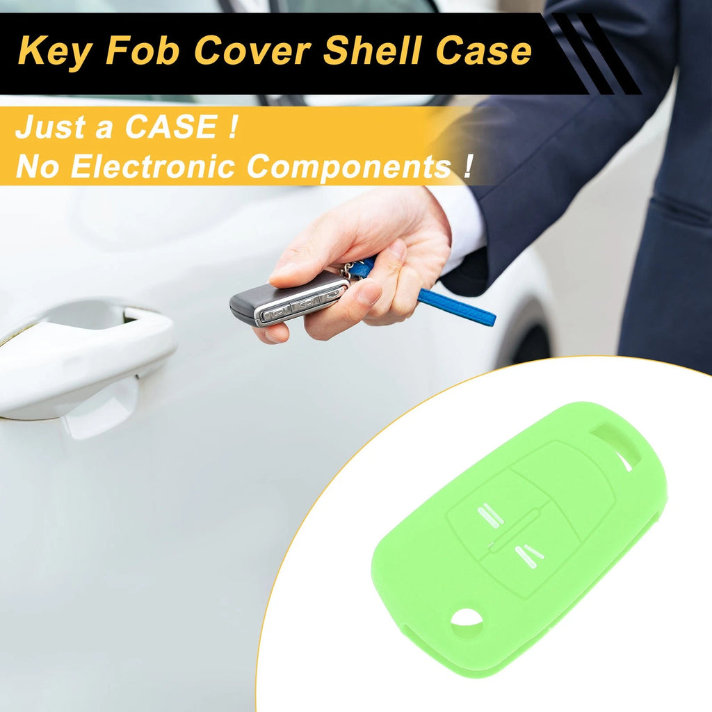 Green Silicone Car Key Case for Opel Corsa D (2006–2014) - 2 Buttons