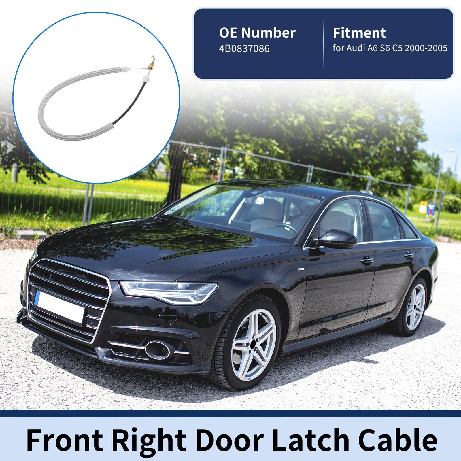 Door Latch Cable No.4B0837086 for Audi A6 S6 C5 (2000–2005) Front Right
