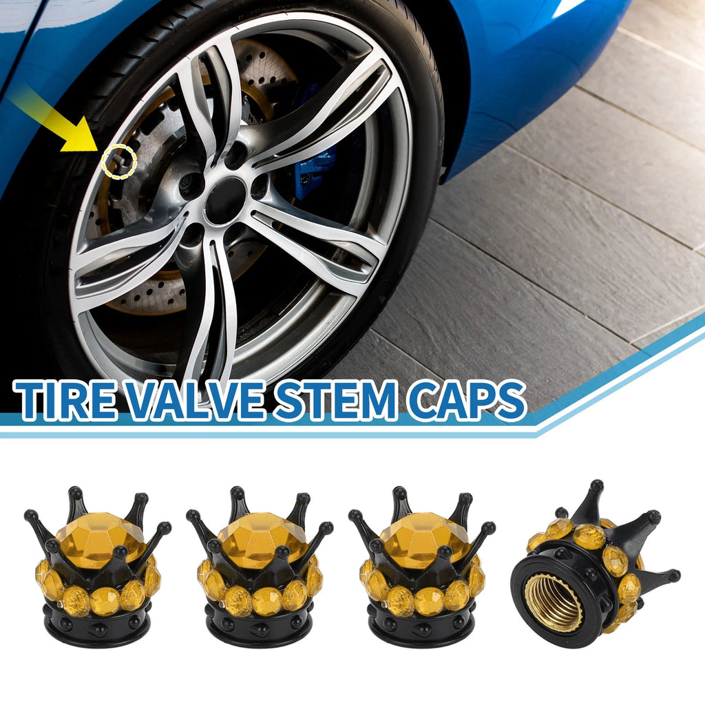 Tire Valve Stem Caps Replacement for Car SUV Bike Wheel (4 Pack) (Black)