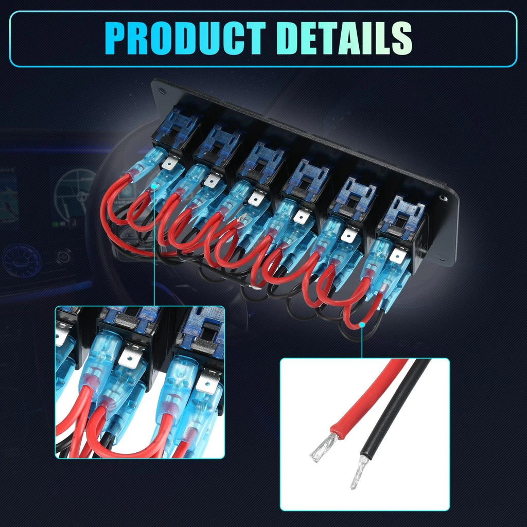 6 Gang Rocker Switch Panel for Auto Boat