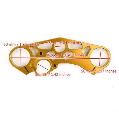 Lowering Triple Tree Front Upper Top Clamp for Suzuki GSXR 600 750 1000 (2001–2023) Gold T9