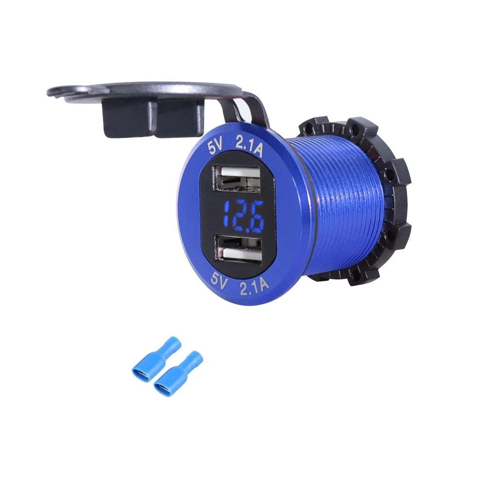 Car Motorcycle Dual USB 4.2A Charger Adapter Cigarette Lighter Socket Waterproof