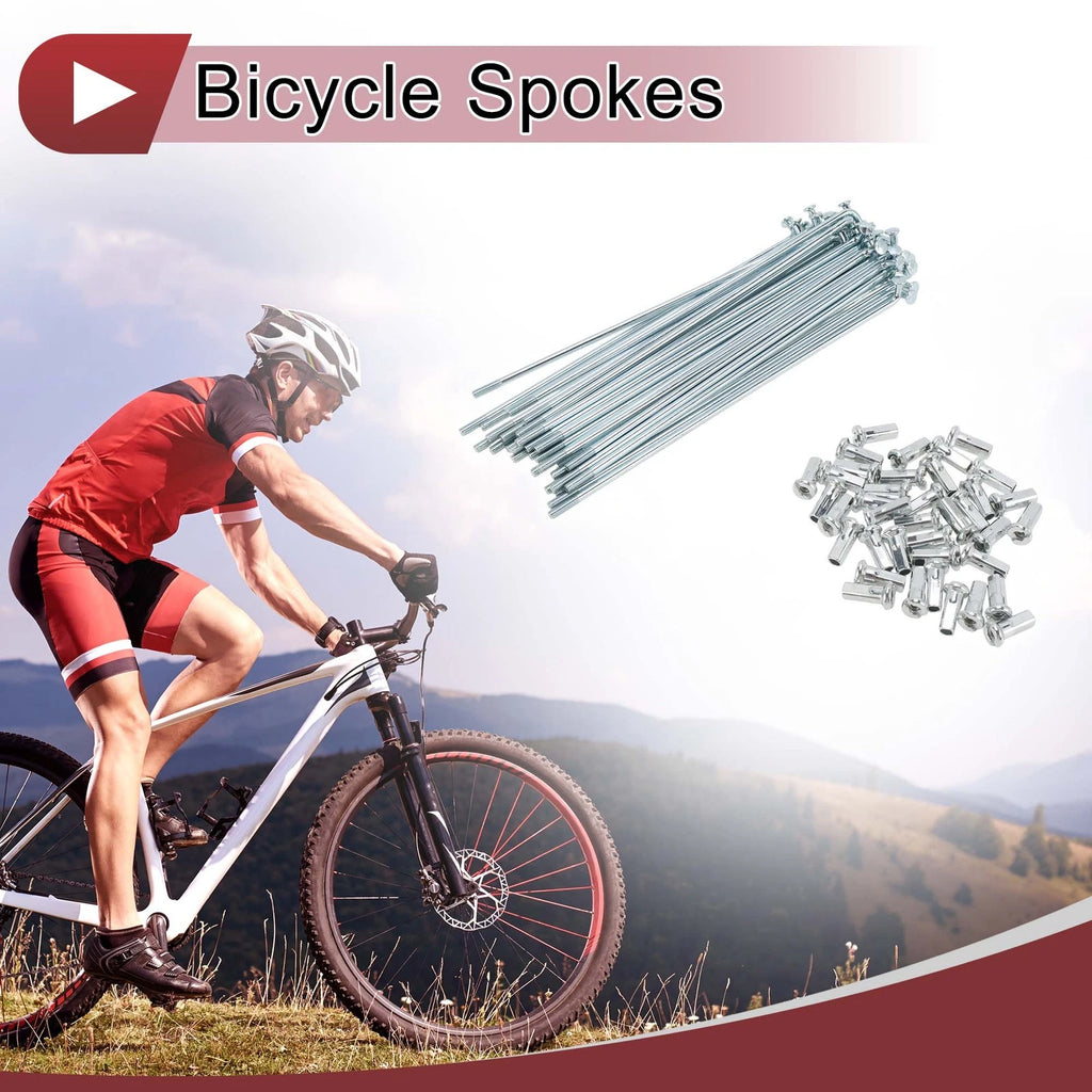 Bicycle Wheel Spokes Set 131mm Galvanized Carbon Steel for 12G (38pcs)