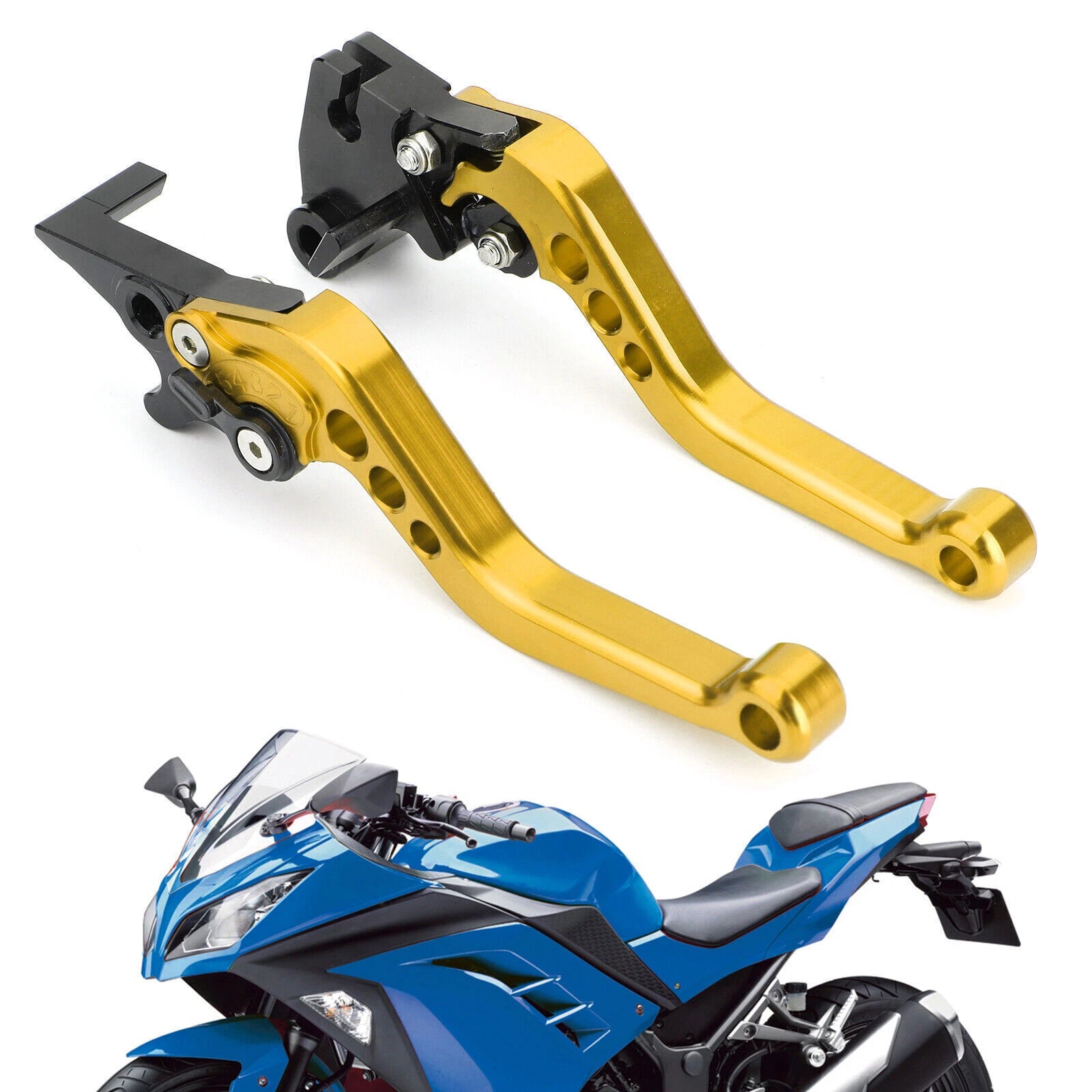 Brake Clutch Levers for Kawasaki Ninja 250 300 (2013–2018) Gold T9