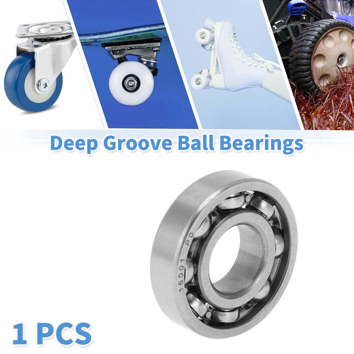 1 Pc Deep Groove Ball Bearing for Scooter Skateboard (16001)