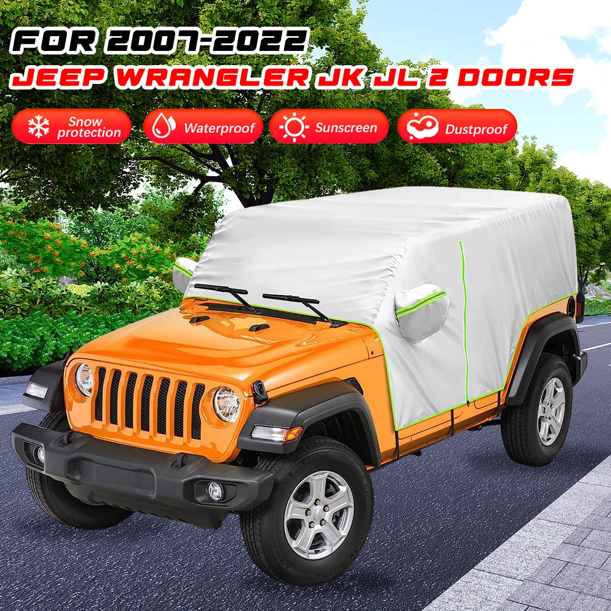 Half Car Cover for Jeep Wrangler JK JL (2007–2022) - Rain Dust UV Protection