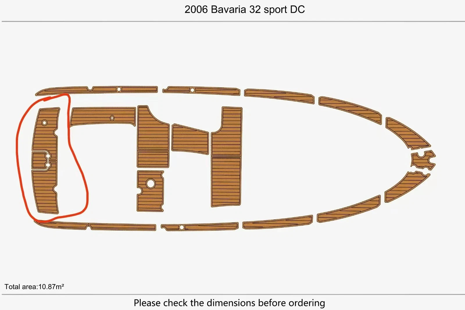 EVA Foam Teak Deck Flooring Mat for Bavaria 32 Sport DC (2006)