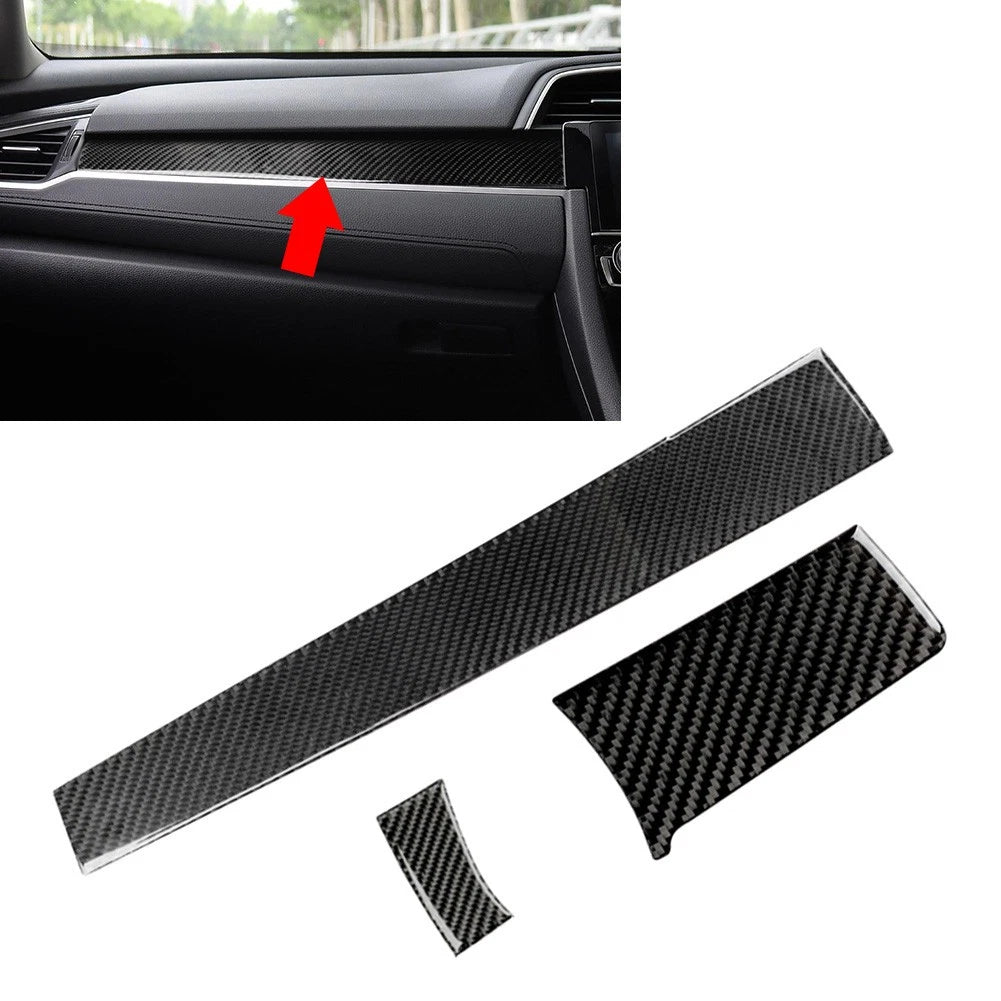 3Pcs Carbon Dashboard Center Console Cover for Honda Civic (2016–2021)