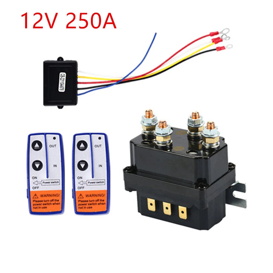 12V 250A Wireless Remote Winch Solenoid Relay Contactor Kit for ATV (5000-7000 lbs)
