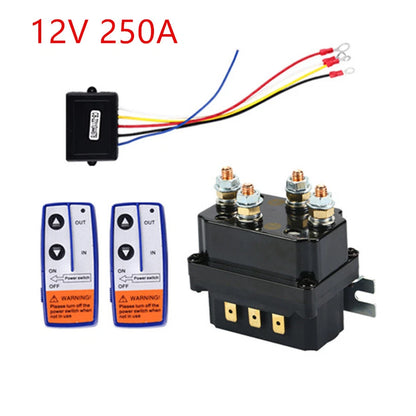 12V 250A Wireless Remote Winch Solenoid Relay Contactor Kit for ATV (5000-7000 lbs)