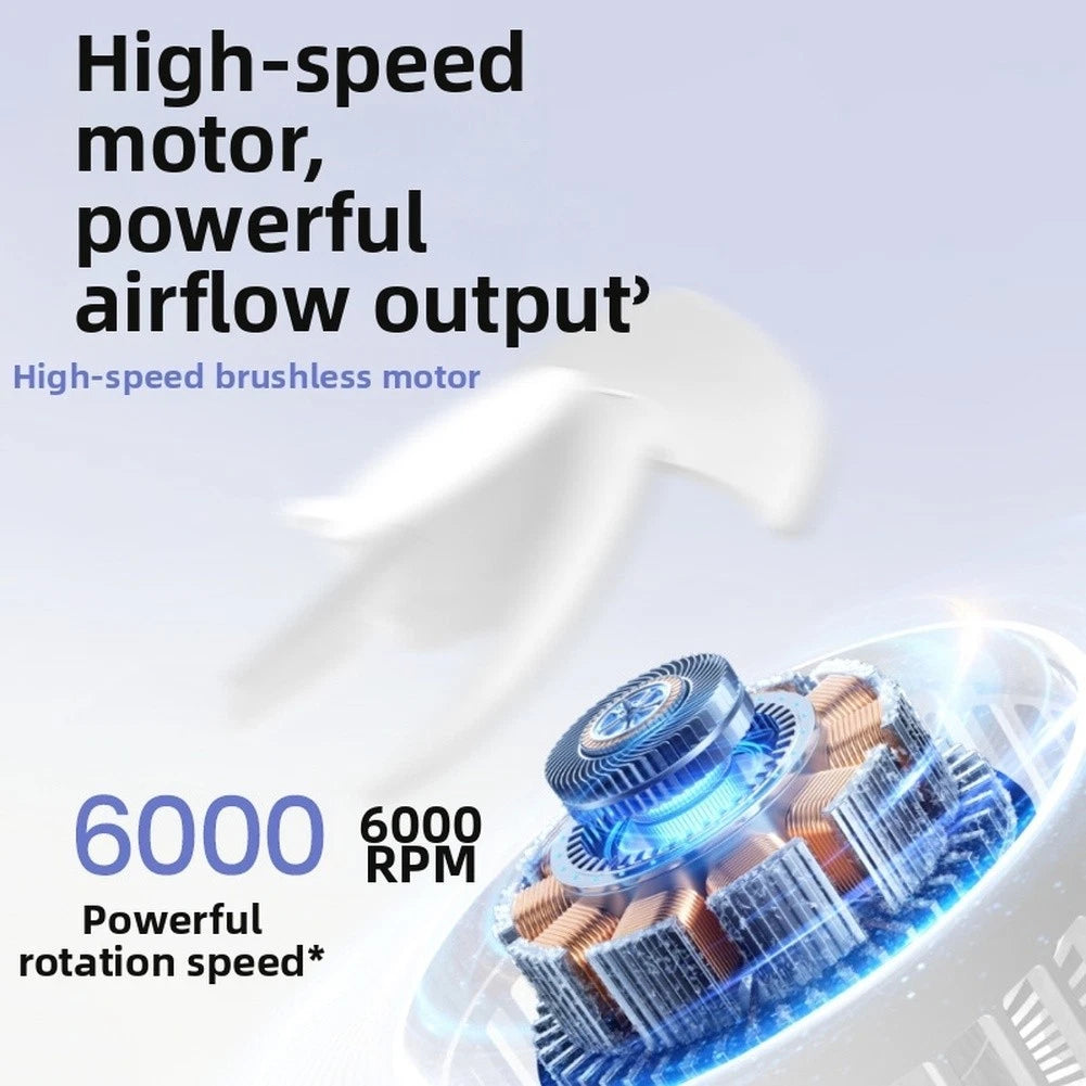 Digital Display Handheld Fan USB Rechargeable 3 Speeds 6000 RPM