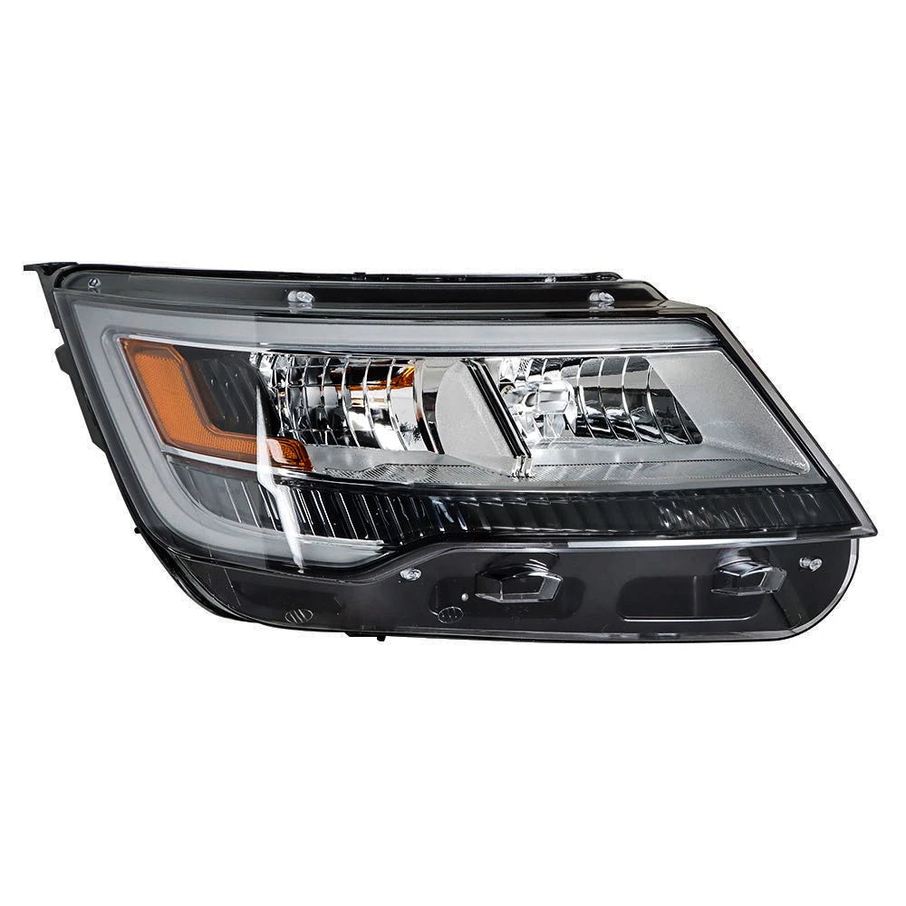 Halogen Headlight for Ford Explorer (2016–2019) Passenger Side w/ LED DRL Chrome