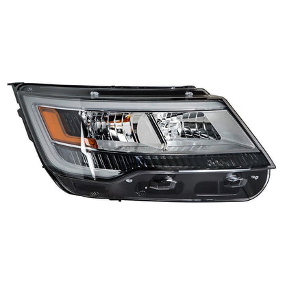Halogen Headlight for Ford Explorer (2016–2019) Passenger Side w/ LED DRL Chrome