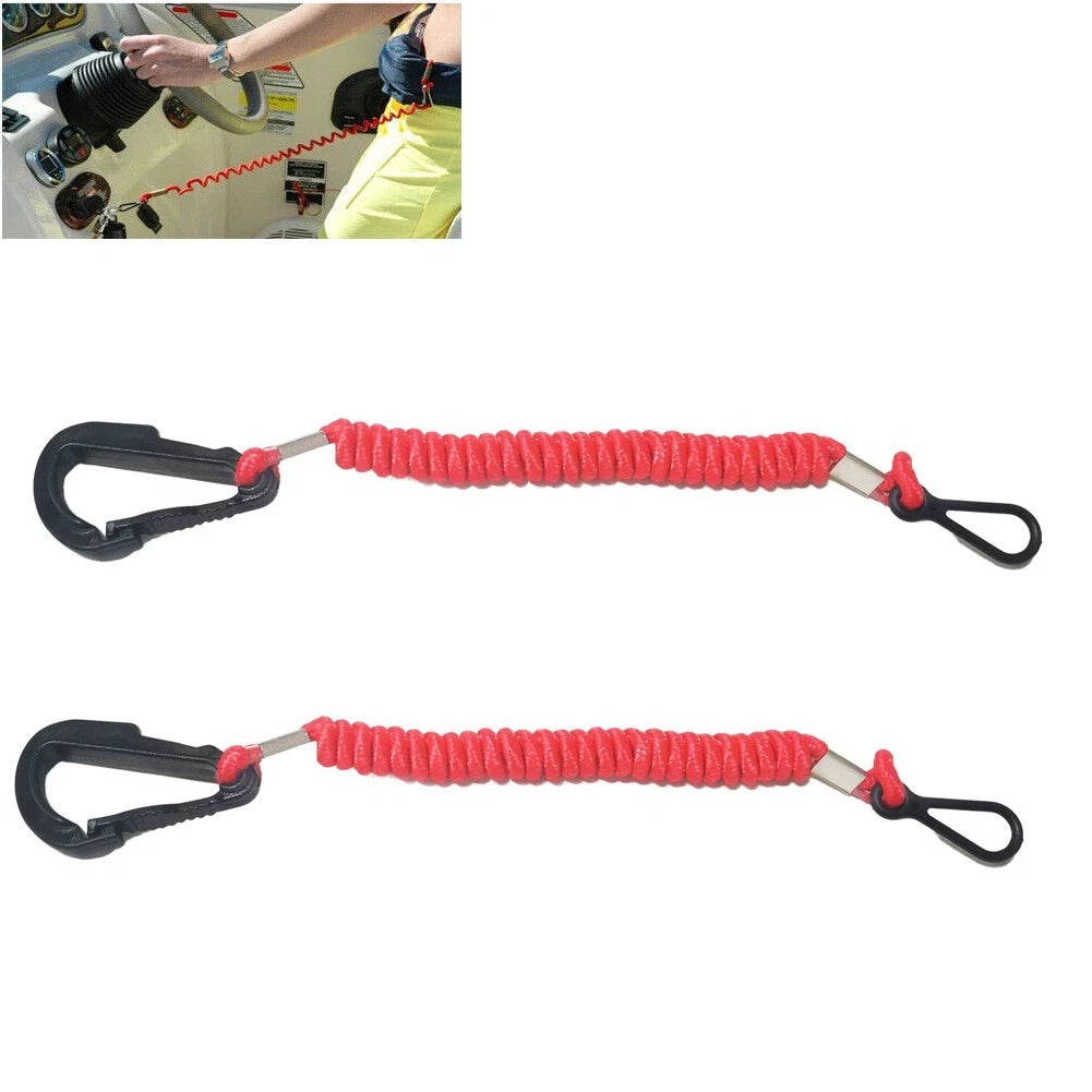 Coiled Woven Nylon Kill Switch Lanyard for Mercury Mercruiser (36")