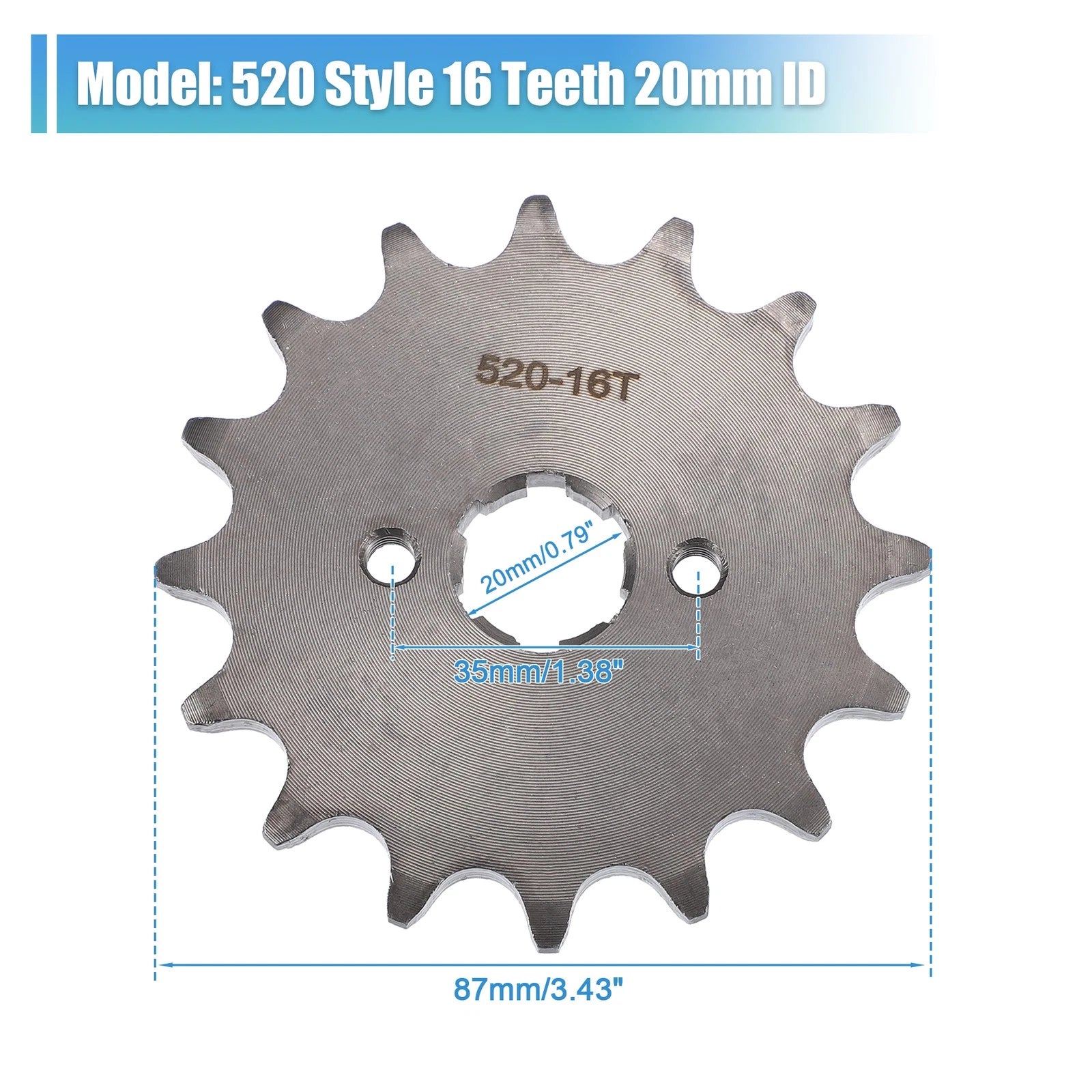 Front Engine Sprocket Set 16 Teeth 20mm ID for Dirt Pit Bike ATV (520)