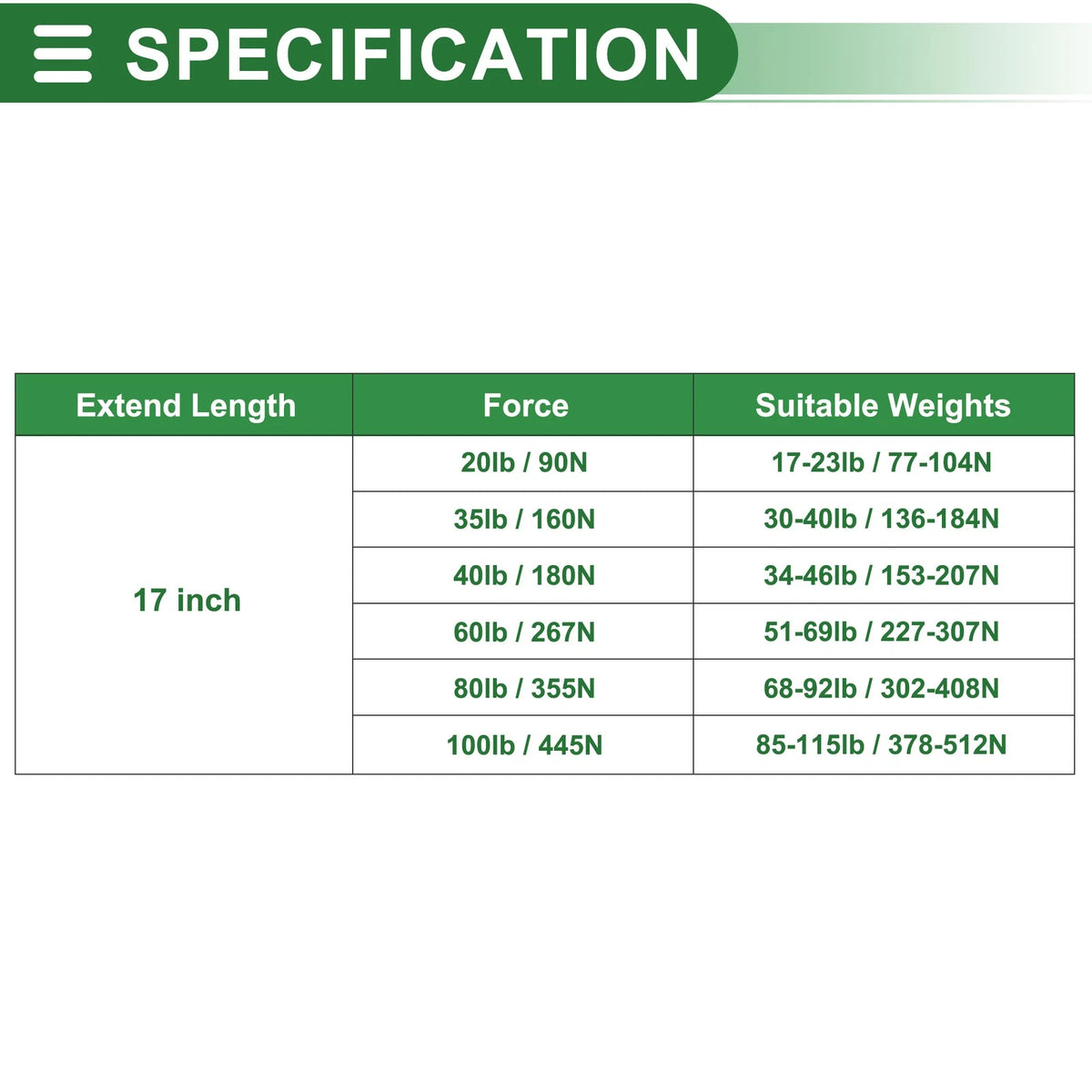 2Pcs 20lb Gas Spring Strut for Boat Lift (17inch/430mm)