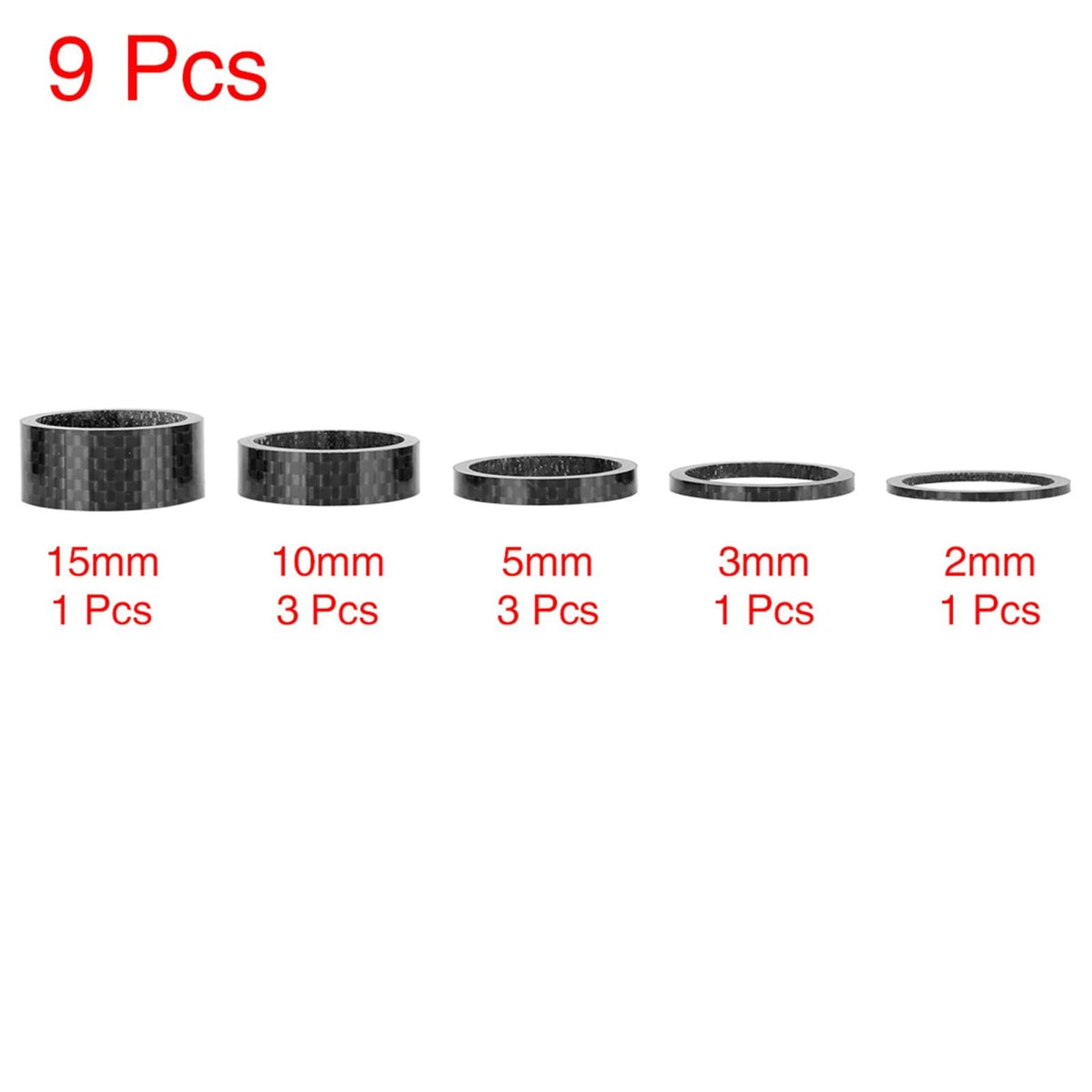 Carbon Fiber Bike Headset Spacer Set 1-1/8in Fit for Bicycle (1–15mm)