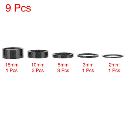 Carbon Fiber Bike Headset Spacer Set 1-1/8in Fit for Bicycle (1–15mm)