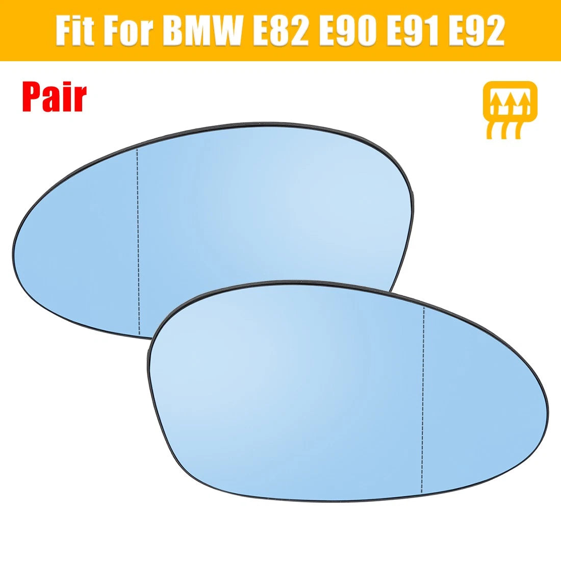Wing Mirror Glass Heated Pair With Backing Blue for BMW 128i (2008–2009)