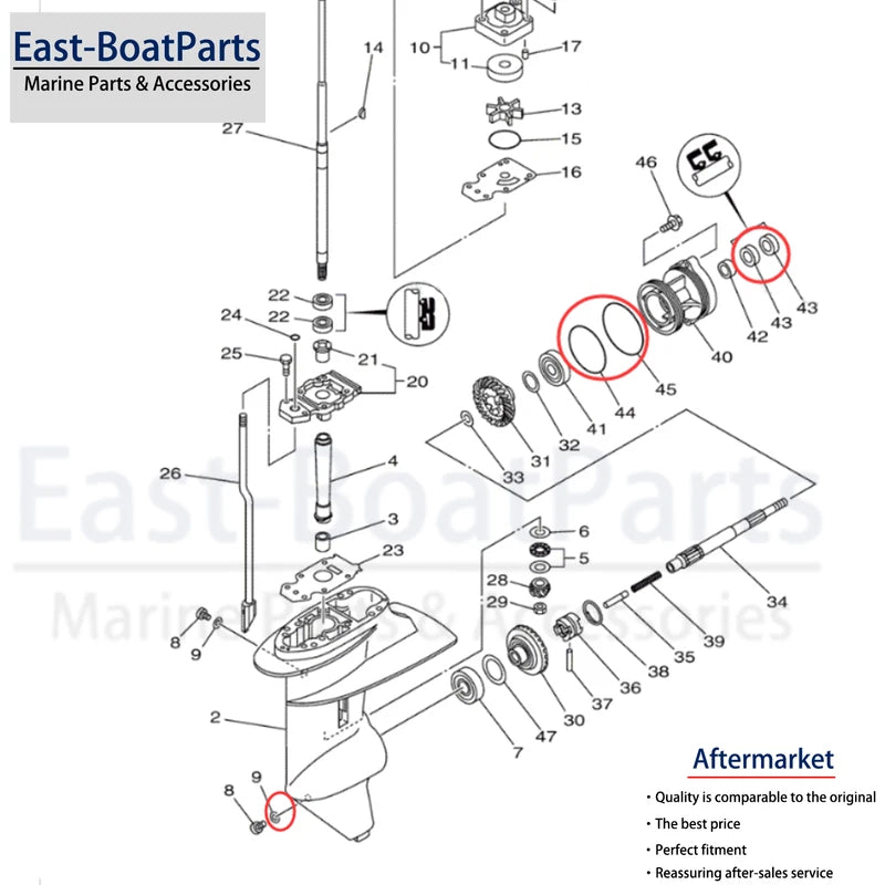 Lower Unit Seal Kit with Oil Seal & O-Ring for Yamaha 4 Stroke 8hp 9.9hp