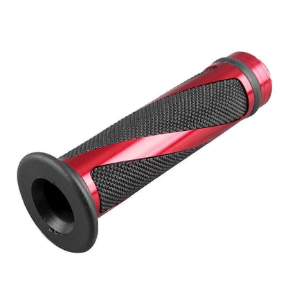 7/8" Gel Rubber Hand Grips for Motorcycle (Black & Red)