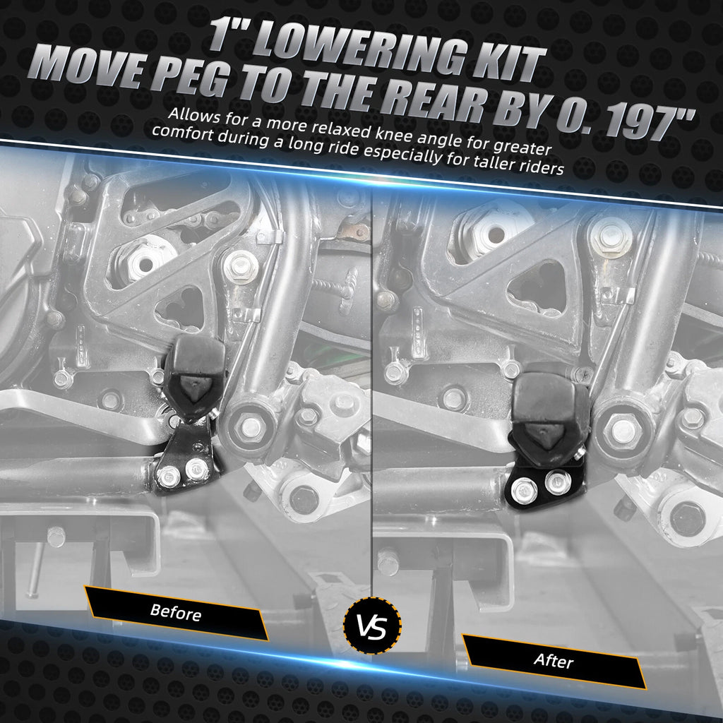 1" Footpeg Lowering Brackets Mount Kit for Kawasaki KLR650 (1987–2018)