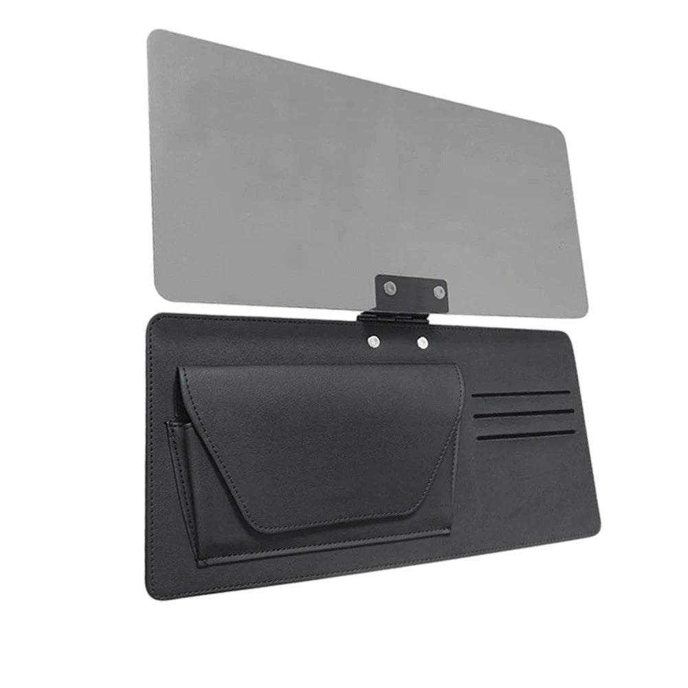 Clip On Sun Visor Extender for UV Light Reduction and Essentials Storage