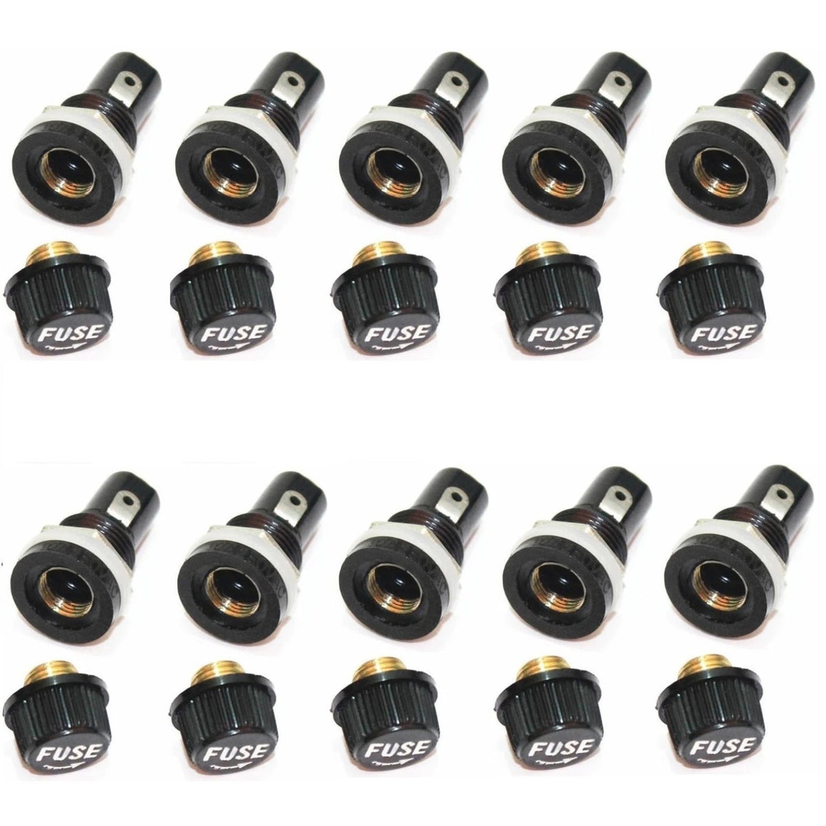 10 Pack Glass Fuse Holders for Motorcycle (Universal)