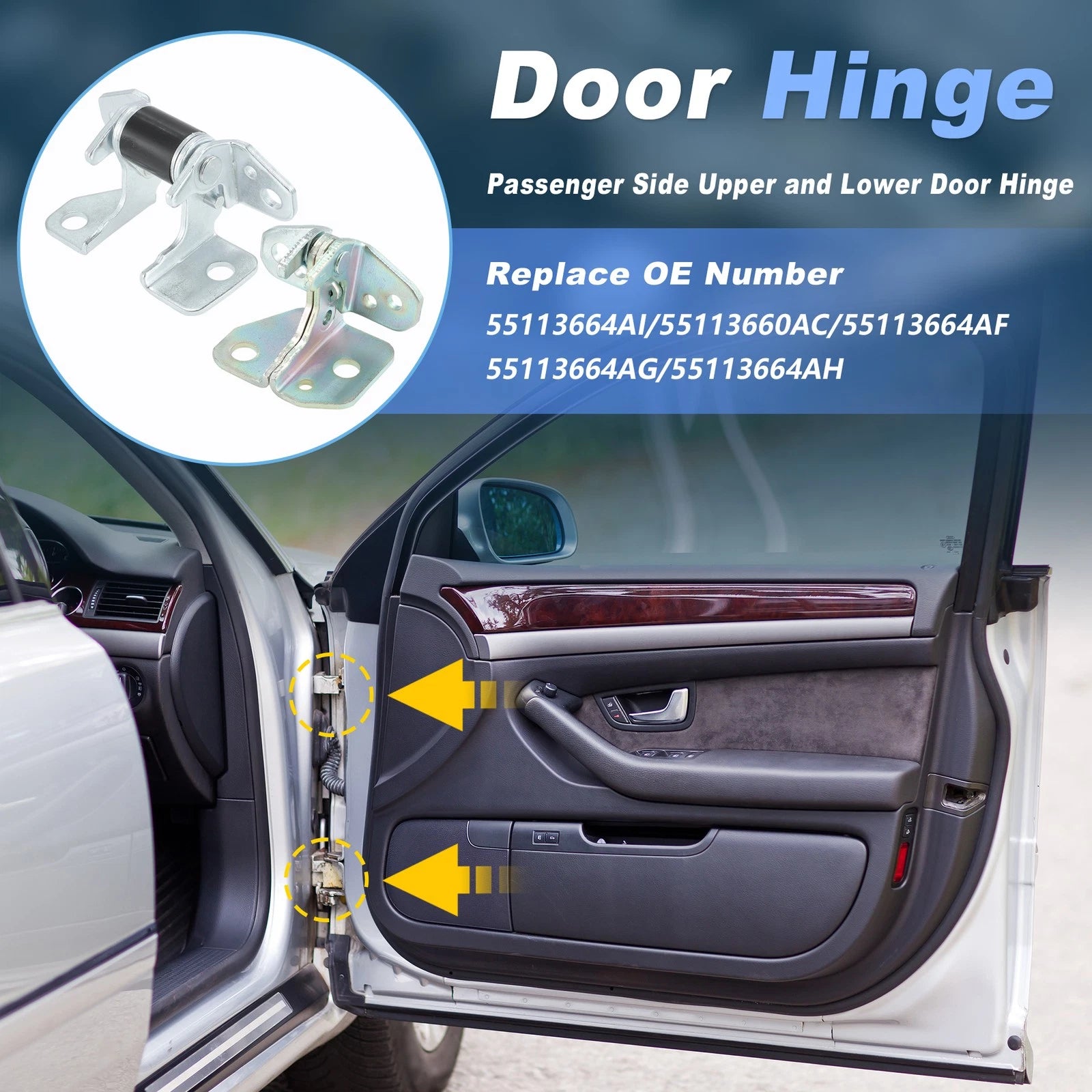 Front Right Upper Lower Door Hinge Replacement for Jeep Grand Cherokee (2013–2021)