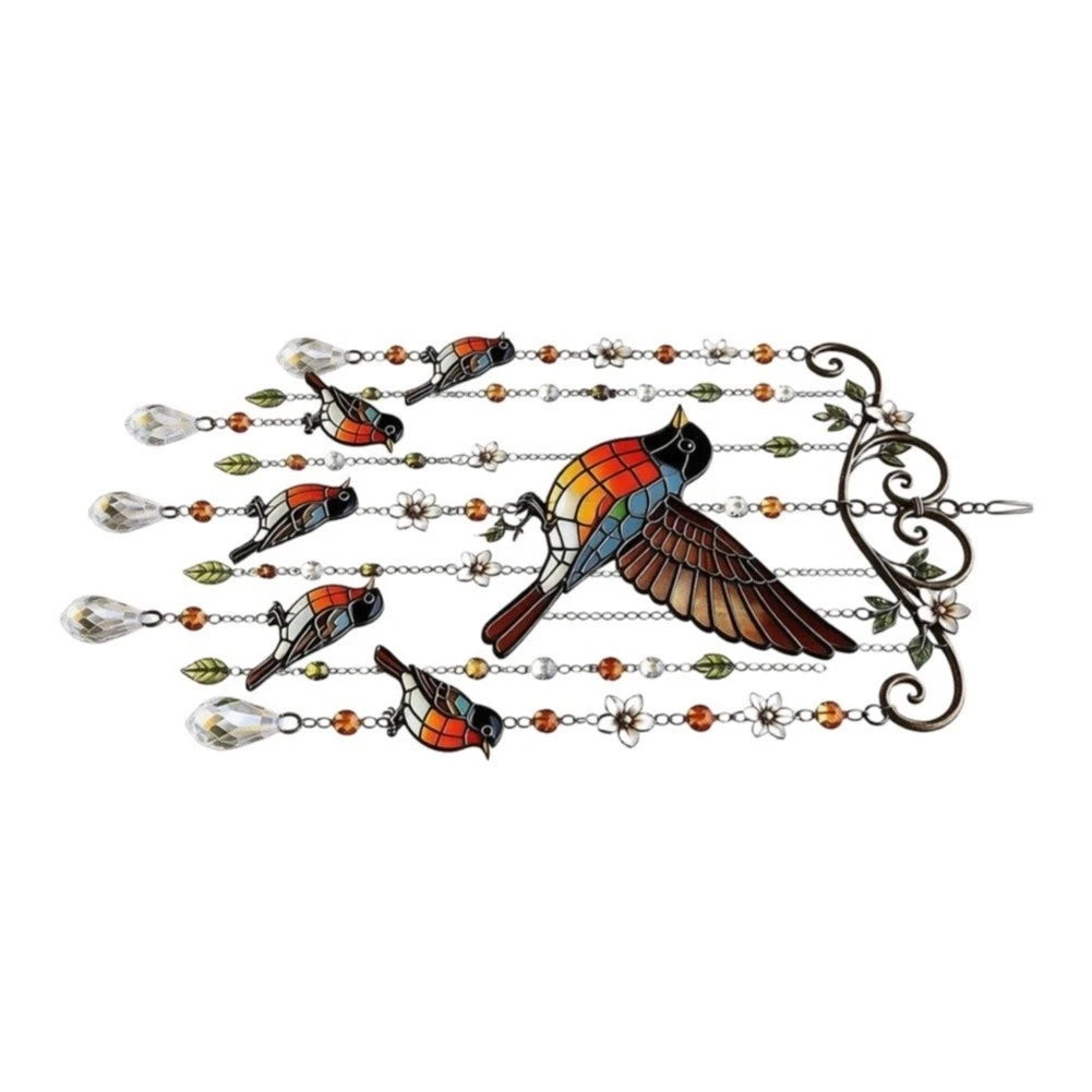Acrylic Wind Chime with Vibrant Bird Print for Outdoor Patio Decor