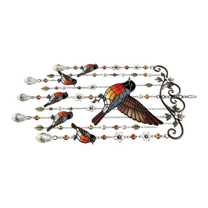 Acrylic Wind Chime with Vibrant Bird Print for Outdoor Patio Decor