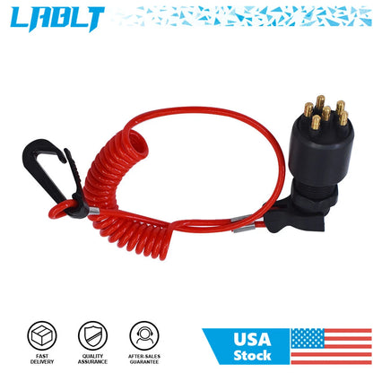 Ignition Key Switch with Safety Lanyard for Evinrude Johnson (175974, 5005801)