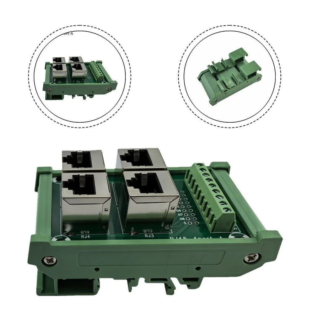 4-Port RJ45 Terminal Block Parallel Network Connector for Ethernet