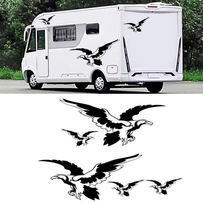 5x Black & White Eagle Style Car Stickers for Caravan Travel Trailer Van
