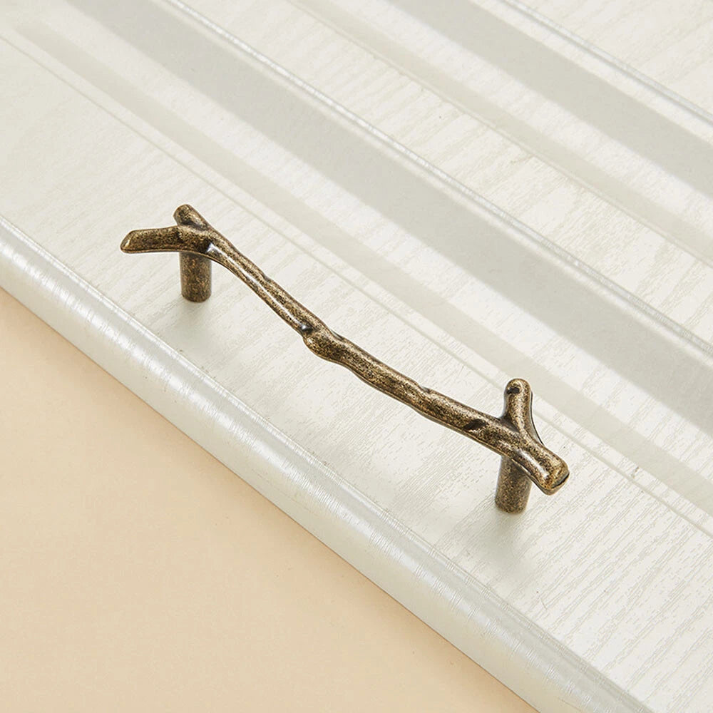 2Pcs Unique Tree Branch Cabinet Pull Handle Cupboard Drawer Knob Antique Bronze