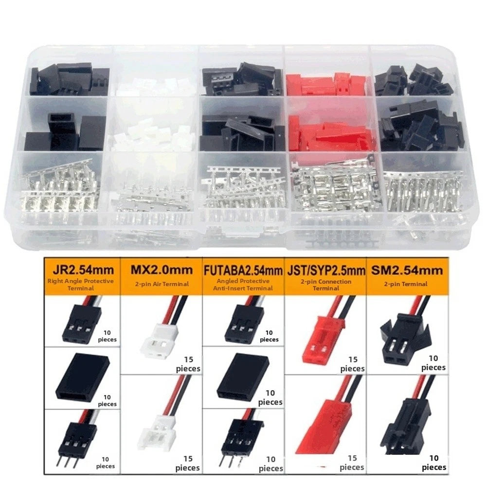 RC Cable Pack 140PCS for Fixed Wing Model Aircraft (JST MX2.0, SM 2.54mm)