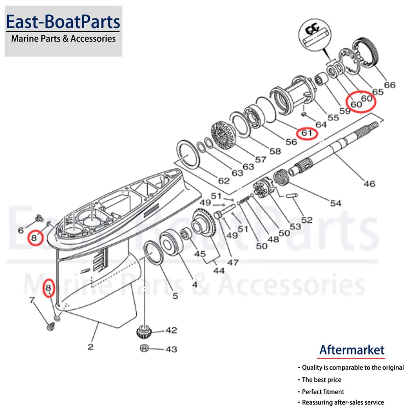 Gearcase Seal Kit for Yamaha 2 Stroke 115hp 130hp (115B, 115C, 115T, 130B, 130T)