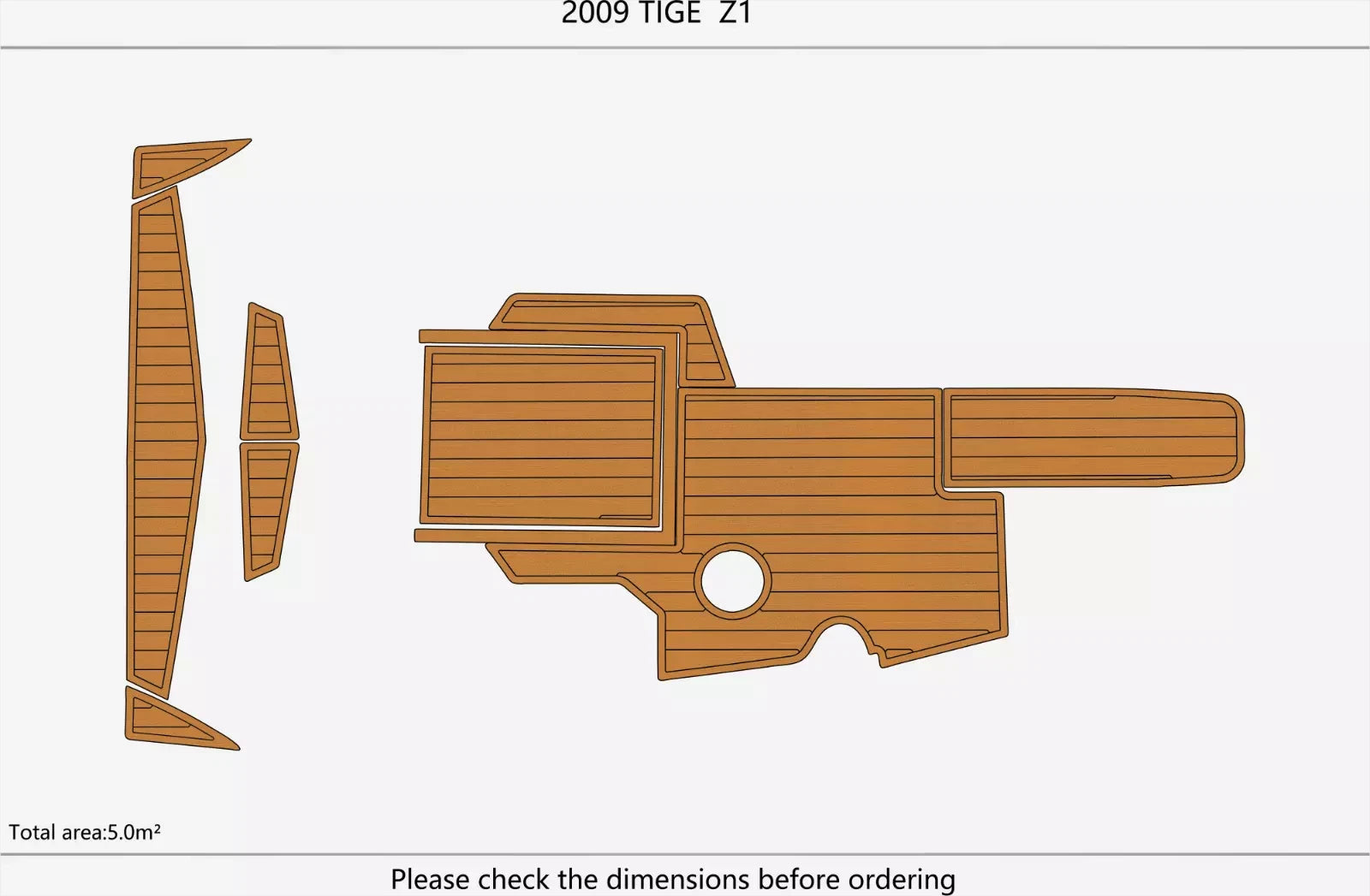 EVA Foam Faux Teak Deck Flooring for Tige Z1 (2009)