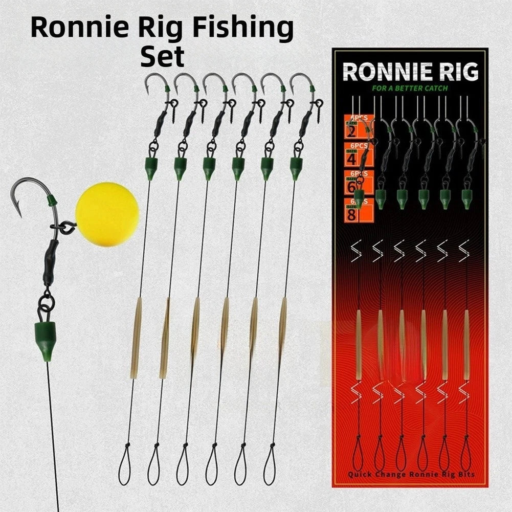 6X Carp Ronnie Rig Hooks for Quick Change (High Carbon Steel)