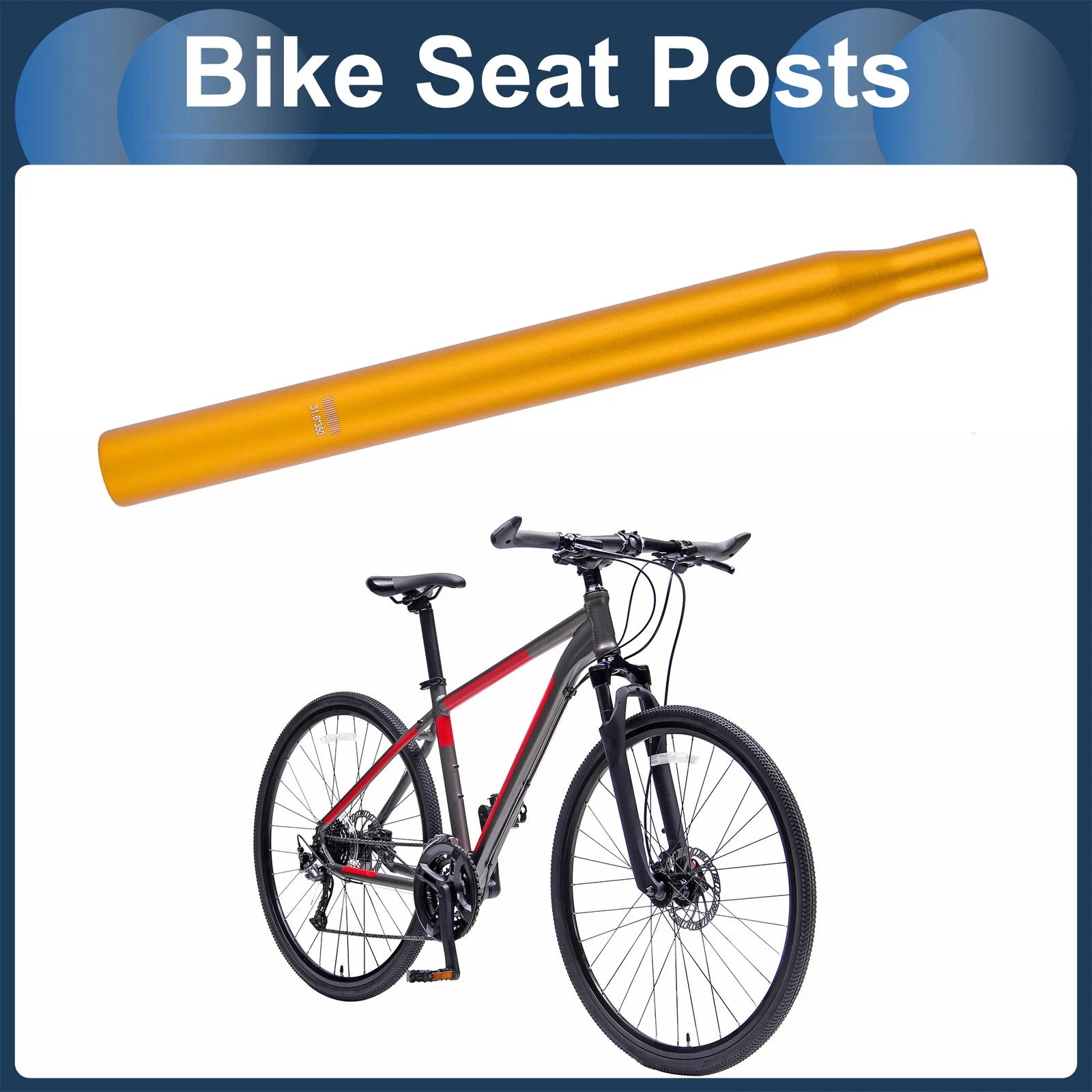 Seat Post Replacement Lightweight 31.6x350mm for Bike (2000–2026)